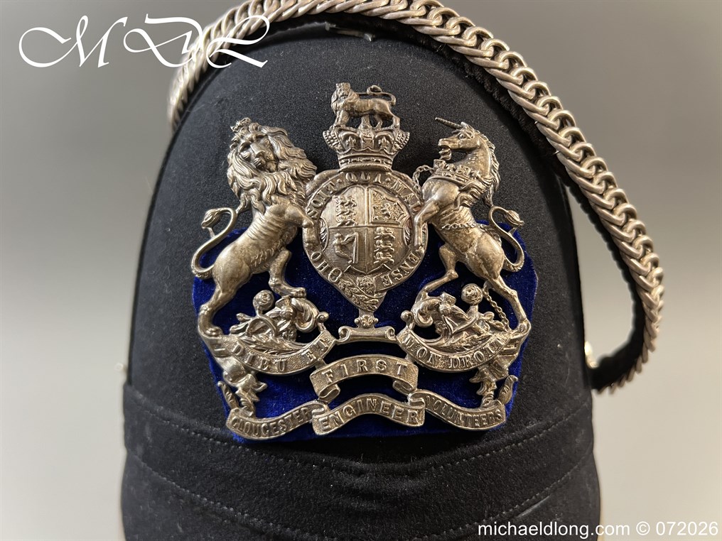 Victorian 1st Gloucester Engineers Officers Blue Cloth Helmet - Image 4
