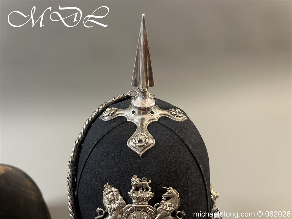 Victorian Bristol 2nd Gloster Engineers Officers Blue Cloth Helmet - Image 16