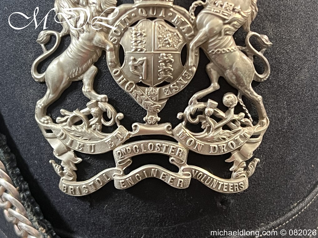 Victorian Bristol 2nd Gloster Engineers Officers Blue Cloth Helmet - Image 15