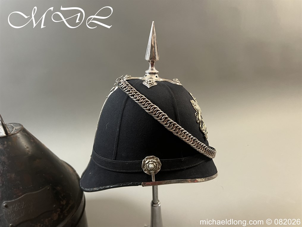 Victorian Bristol 2nd Gloster Engineers Officers Blue Cloth Helmet - Image 13