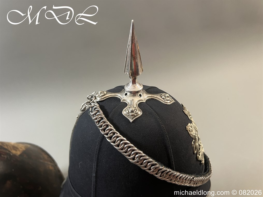 Victorian Bristol 2nd Gloster Engineers Officers Blue Cloth Helmet - Image 12