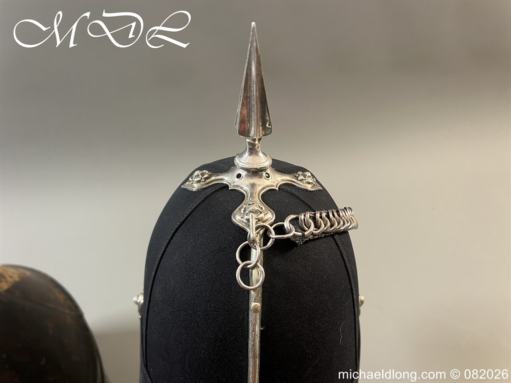 Victorian Bristol 2nd Gloster Engineers Officers Blue Cloth Helmet - Image 10
