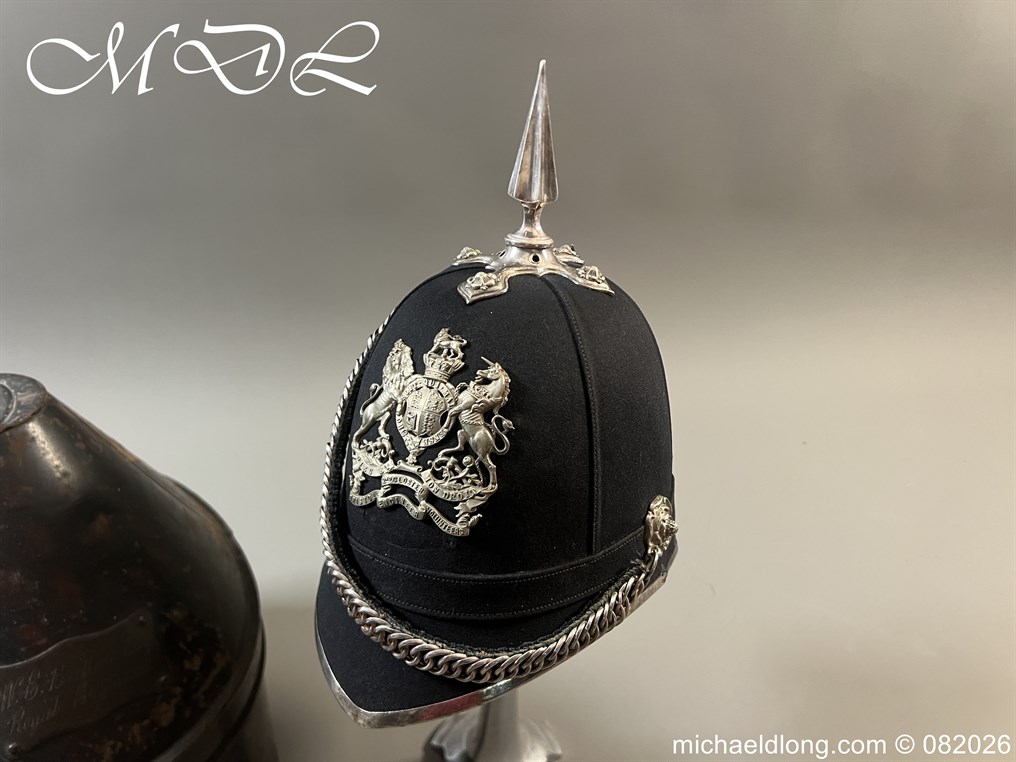 Victorian Bristol 2nd Gloster Engineers Officers Blue Cloth Helmet - Image 7