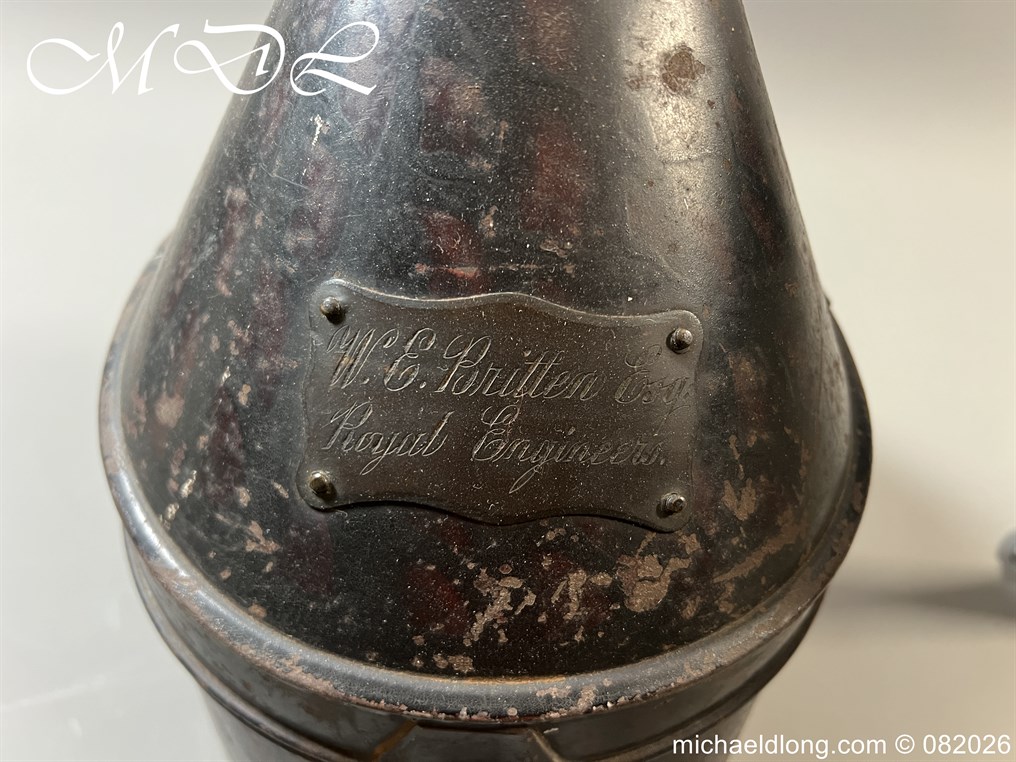 Victorian Bristol 2nd Gloster Engineers Officers Blue Cloth Helmet - Image 5