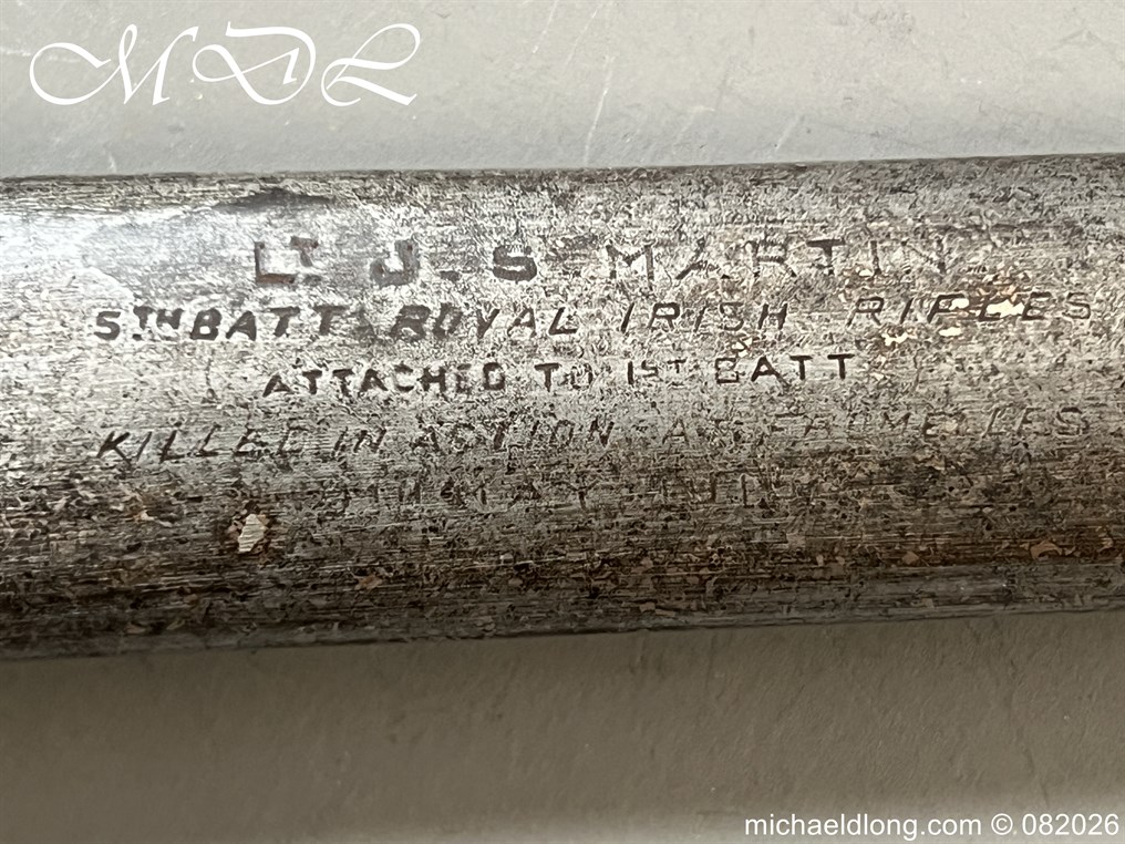 British WW1 5th Royal Irish Rifles Sword Memorial Sword - Image 26