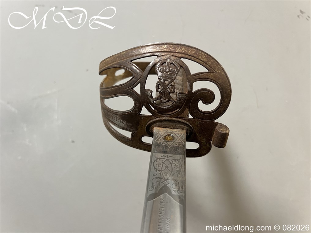 British WW1 5th Royal Irish Rifles Sword Memorial Sword - Image 10
