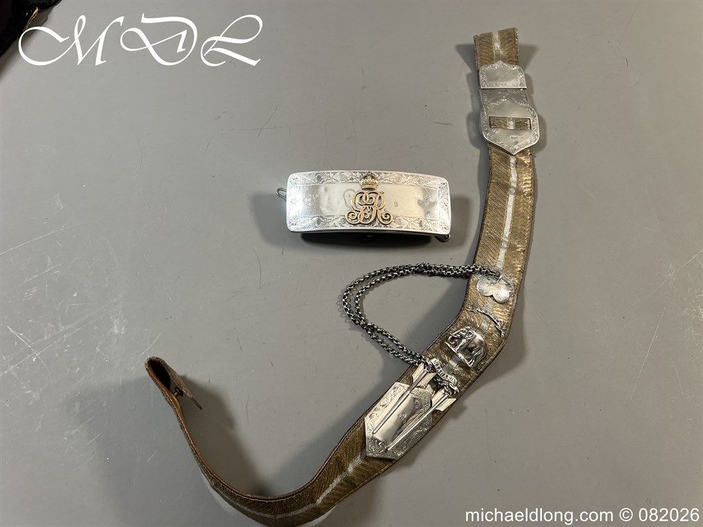 Edwardian 19th Hussars Full Dress Cross Belt and Pouch Hallmarked 1912