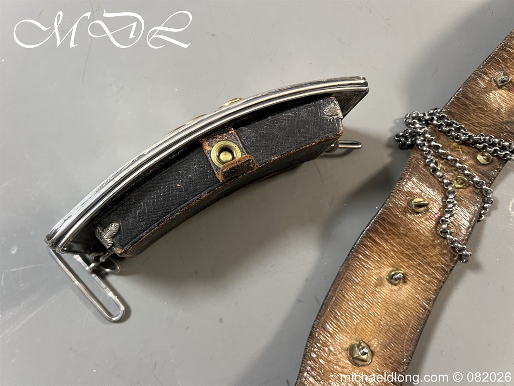Edwardian 19th Hussars Full Dress Cross Belt and Pouch Hallmarked 1912 - Image 6