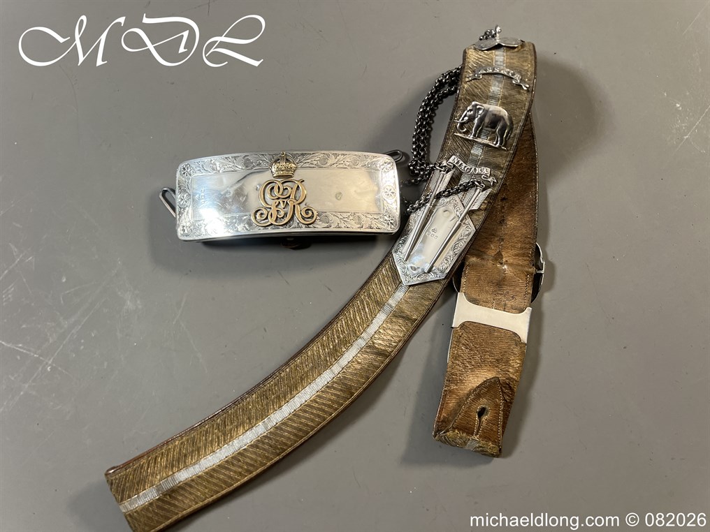 Edwardian 19th Hussars Full Dress Cross Belt and Pouch Hallmarked 1912 - Image 2