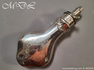 English 19c Silver-Plated Powder Flask by Dixon