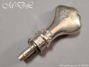 English 19c Silver-Plated Powder Flask by Dixon