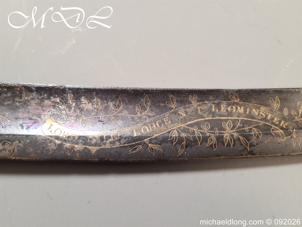 English 1796 blue and Gilt Lord Hills No1 Leominster Masonic Sword - Image 12