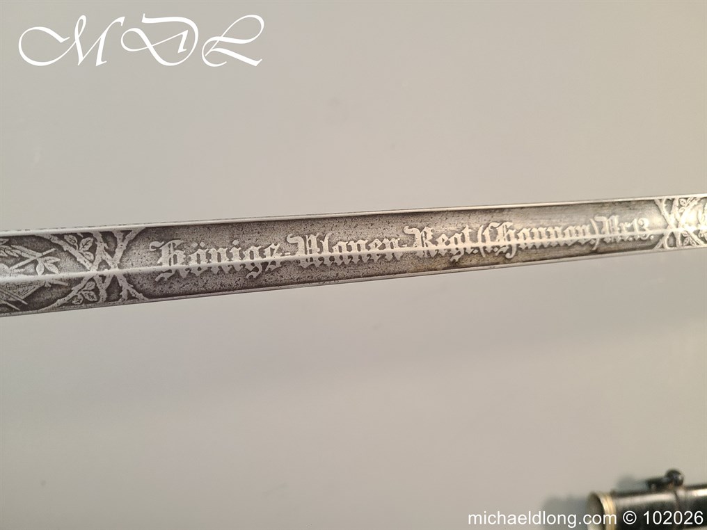 Prussian M89 Officers 13th King's Uhlan Regiment 1st Hanoverian No. 13 Sword - Image 22
