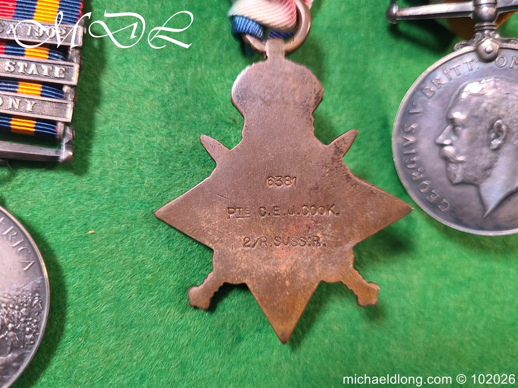 Royal Sussex Regiment WW1 Medal Group - Image 13