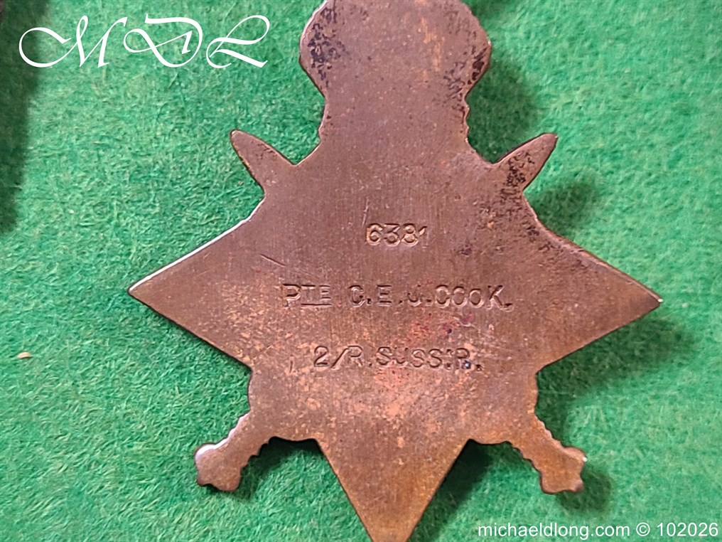 Royal Sussex Regiment WW1 Medal Group - Image 9